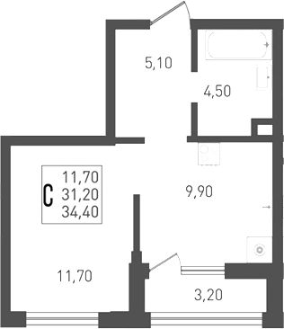 Студия, 31.2 м², 1/8 этаж, ЖК «Югге»