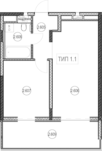 1-комн., 40.7 м², 6/9 этаж, ЖК «ГК Сан Гарден Хотел&СПА»