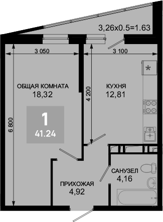 1-комн., 40.21 м², 16/19 этаж, ЖК «Лучший»