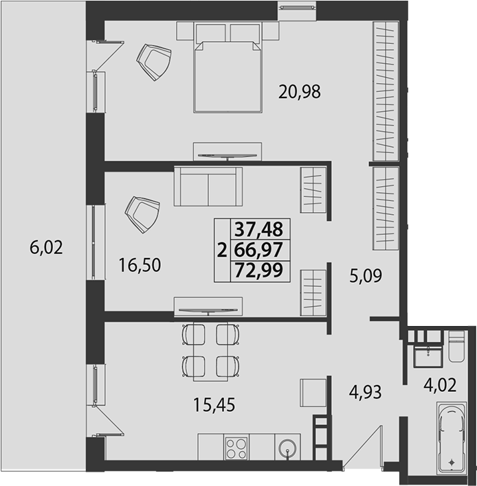 3-комн., 66.97 м², 1/7 этаж, ЖК «жилой квартал «Белые Росы (Динская)»»