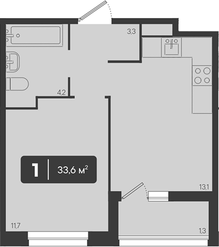Продается 1-комн. квартира, 32.3 м²