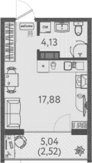 Студия, 22.01 м², 7/9 этаж, ЖК «Друзья»