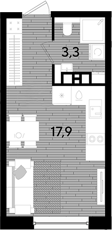Студия, 21.2 м², 8/16 этаж, ЖК «DОГМА ПАРК»