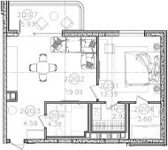 1-комн., 47.96 м², 5/8 этаж, ЖК «Гостиничный комплекс Белые ночи»