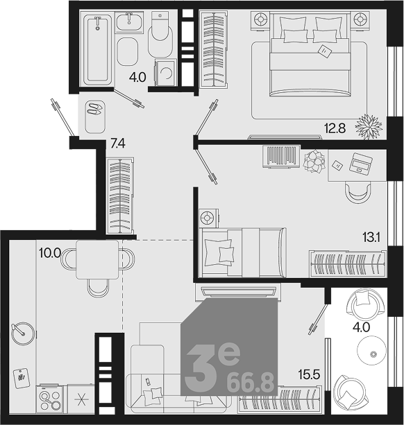3-комн. Первое место