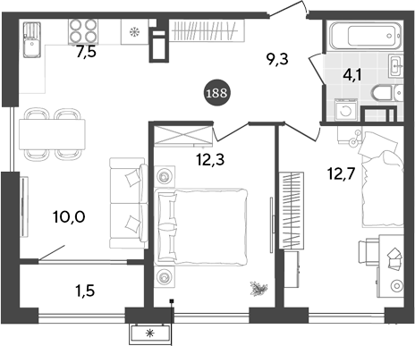 3-комн., 55.9 м², 16/18 этаж, ЖК «Порто-Ново»