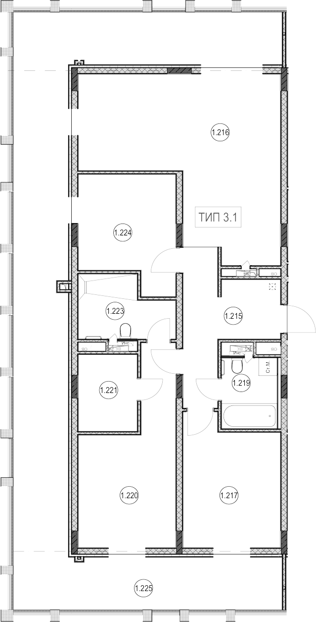 3-комн., 96.4 м², 2/5 этаж, ЖК «ГК Сан Гарден Хотел&СПА»