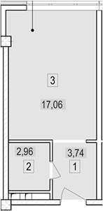 Студия, 23.76 м², 2/7 этаж, ЖК «Гостиничный комплекс Скайвиль»