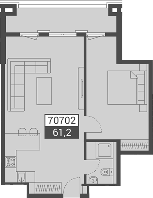 Объект, 61.2 м², 2/7 этаж, ЖК «Красная поляна 540»