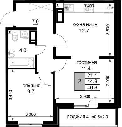 Продается 3-комн. квартира, 44.8 м²