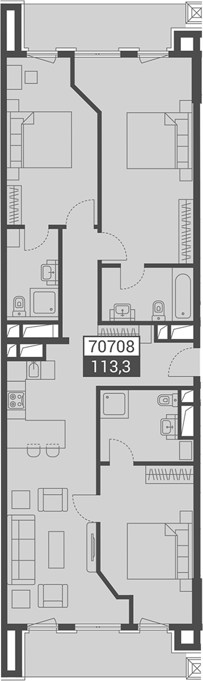 Объект, 113.3 м², 3/7 этаж, ЖК «Красная поляна 540»