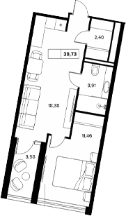 1-комн., 36.15 м², 8/8 этаж, ЖК «Гостиничный комплекс Белые ночи»