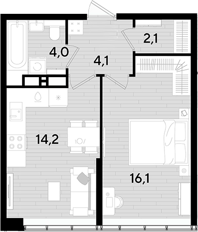 Продается 1-комн. квартира, 39.3 м²