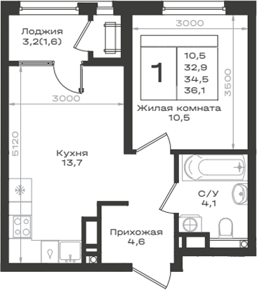 1-комн. Нагория
