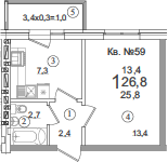 Продается 1-комн. квартира, 25.8 м²