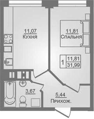Продается 1-комн. квартира, 31.99 м²