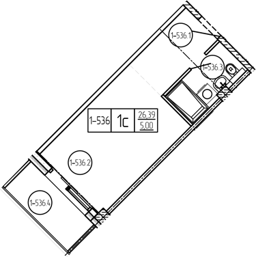 Студия, 26.39 м², 4/9 этаж, ЖК «Лучи»