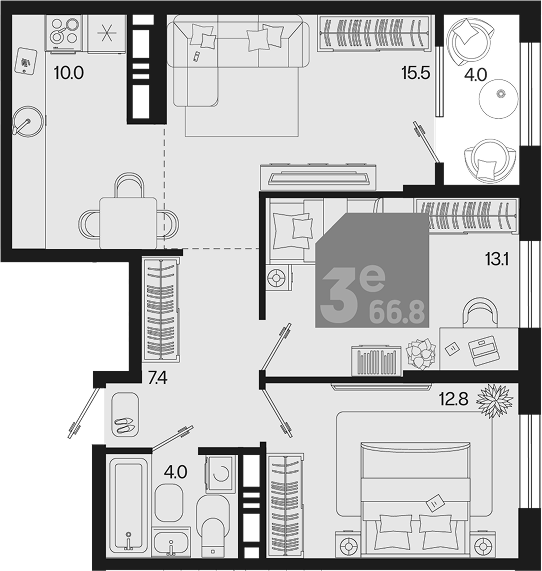 Продается 3-комн. квартира, 62.8 м²