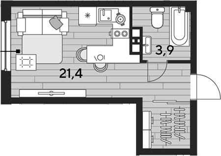 Студия, 25.3 м², 9/19 этаж, ЖК «DОГМА ПАРК»