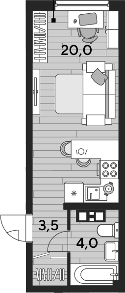 Студия, 27.5 м², 4/16 этаж, ЖК «DОГМА ПАРК»