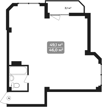 Объект, 49.1 м², 9/11 этаж, ЖК «Море»