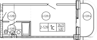 Студия, 26.23 м², 5/9 этаж, ЖК «Лучи»
