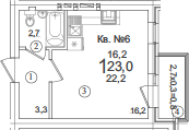 Продается 1-комн. квартира, 22.2 м²