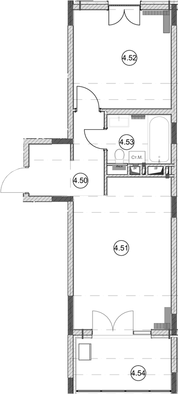 1-комн., 43.2 м², 4/5 этаж, ЖК «Эден Ривьера»