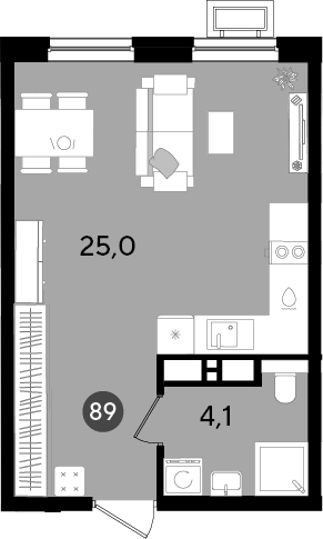 Студия, 29.1 м², 14/18 этаж, ЖК «Парк Победы»