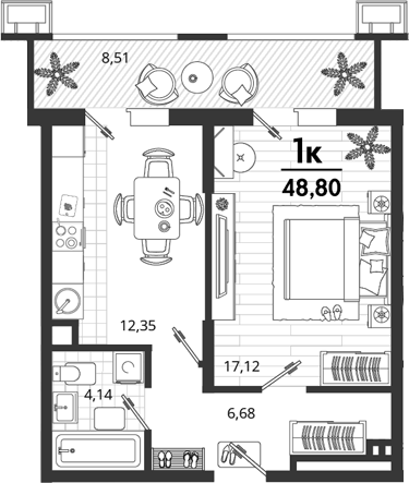 Продается 1-комн. квартира, 40.29 м²