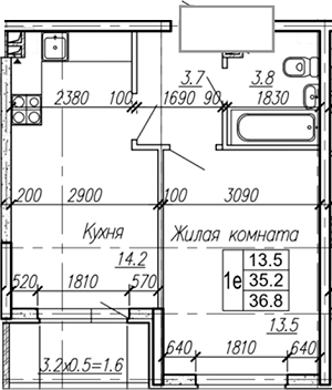 Продается 2-комн. квартира, 35.2 м²