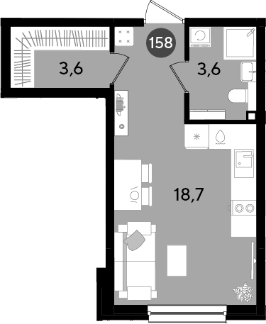 Студия, 18.6 м², 2/9 этаж, ЖК «Парк Победы»