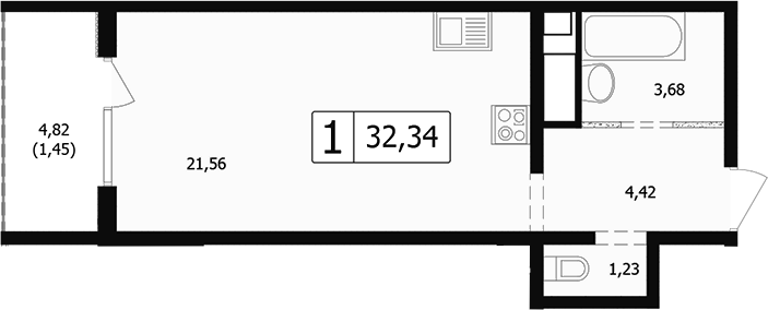 Студия, 30.89 м², 9/24 этаж, ЖК «Парусная регата»