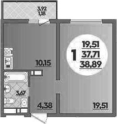 1-комн., 37.71 м², 7/9 этаж, ЖК «Предгорье Лаго-Наки»