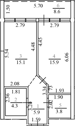 2-комн., 45 м², 14/15 этаж, ЖК «Гостиничный комплекс Brevis Apartments»