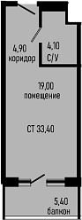 Студия, 28 м², 5/8 этаж, ЖК «Курортный отель Алеан Селект Агой»