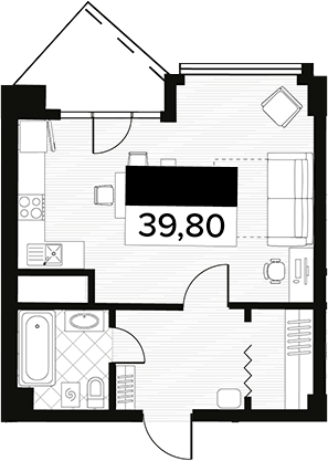 Объект, 39.8 м², 4/14 этаж, ЖК «Горизонт. AVA Сочи»