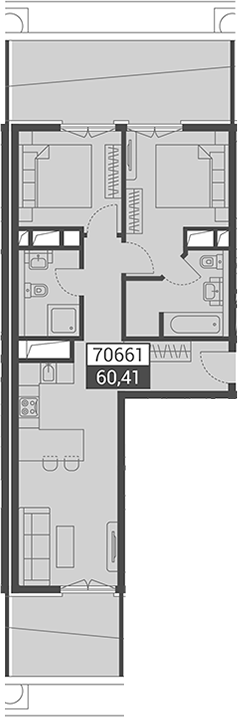 Объект, 60.41 м², 7/7 этаж, ЖК «Красная поляна 540»