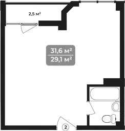 Объект, 31.6 м², 9/11 этаж, ЖК «Море»