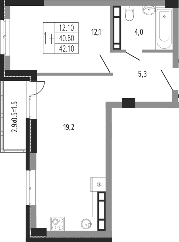 Продается 2-комн. квартира, 41.95 м²