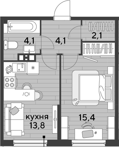 1-комн., 39.5 м², 3/16 этаж, ЖК «DОГМА ПАРК»
