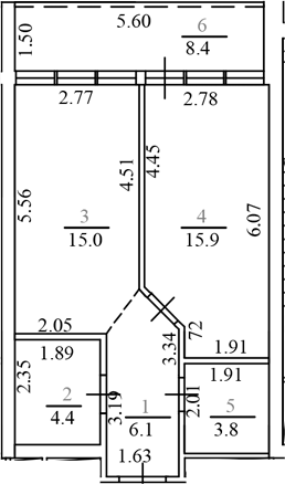 2-комн., 45.2 м², 14/15 этаж, ЖК «Гостиничный комплекс Brevis Apartments»