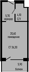 Студия, 30.4 м², 7/8 этаж, ЖК «Курортный отель Алеан Селект Агой»