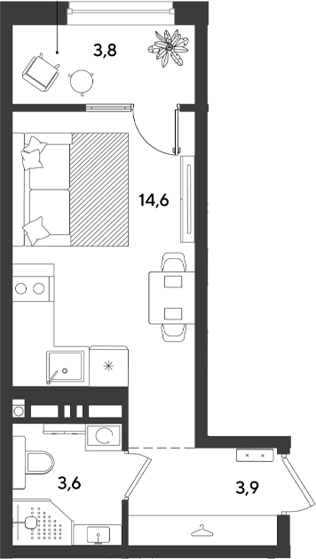 Продается 1-комн. квартира, 22.1 м²