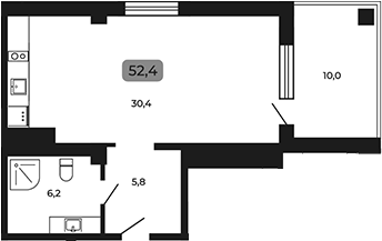 Студия, 42.4 м², 2/6 этаж, ЖК «Апарт-отель Мореоль»