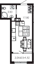 Студия, 21.88 м², 2/9 этаж, ЖК «Суворов»
