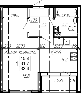Продается 1-комн. квартира, 31.7 м²
