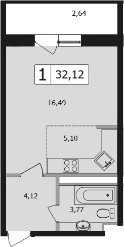 Студия, 32.1 м², 16/16 этаж, ЖК «Жемчужина»