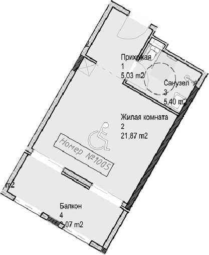 Студия, 32.3 м², 1/6 этаж, ЖК «Гостиничный комплекс Николай 1»