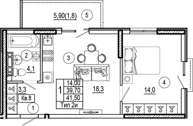 Продается 1-комн. квартира, 39.7 м²